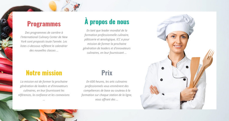 Cuisinier professionnel formé Modèle HTML