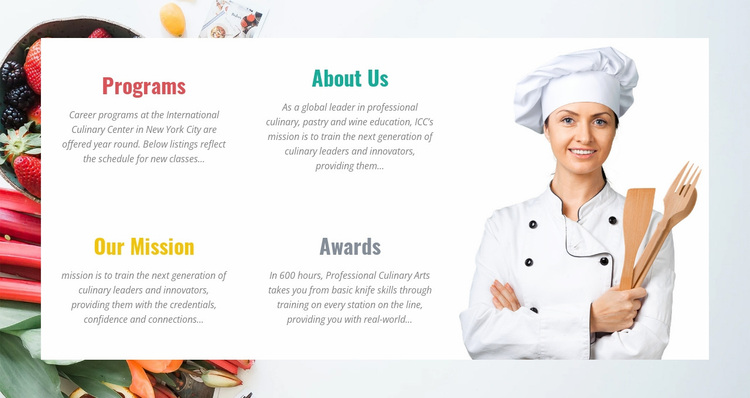 Opgeleide professionele kok Website ontwerp