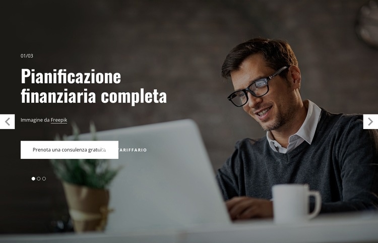 Pianificazione finanziaria completa Mockup del sito web