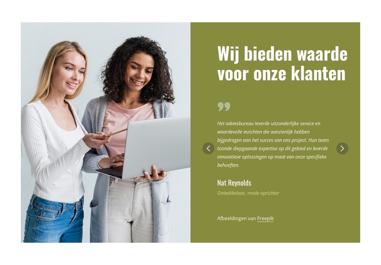 Betrouwbare adviesbeoordelingen Website mockup