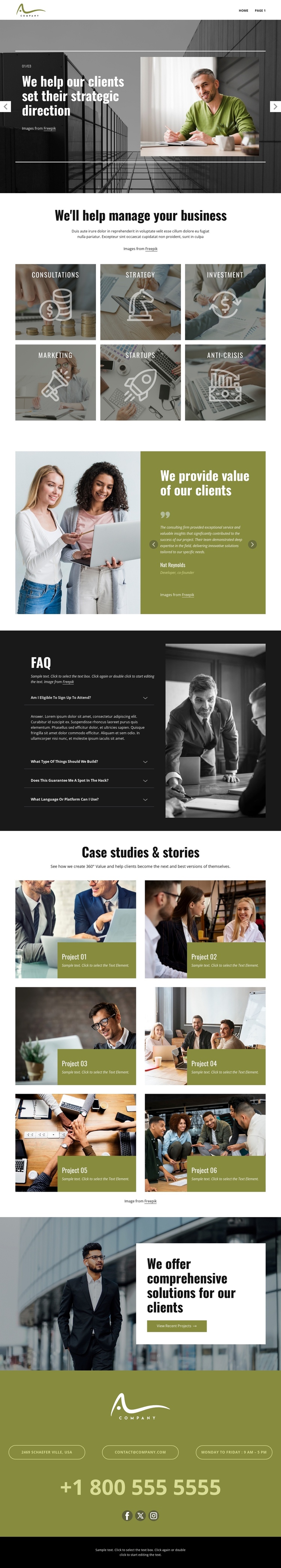 Strategic advice for growth One Page Template