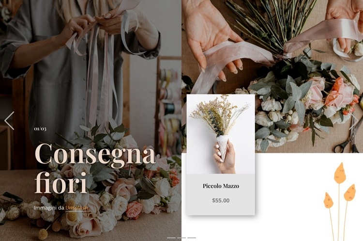 Consegna fiori Mockup del sito web