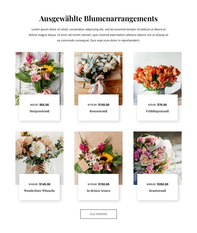 Ausgewählte Blumenarrangements Vorlage