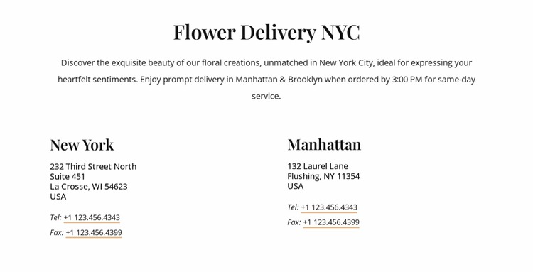 Flower delivery contacts Html Website Builder