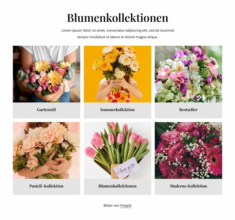 unsere Kollektion frischer Blumen HTML Website Builder