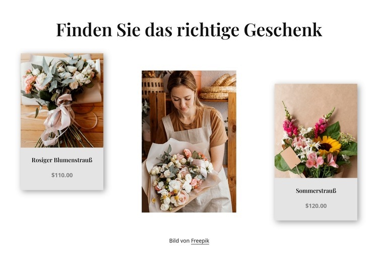 Luxuriöse Blumenkollektionen Website Builder-Vorlagen