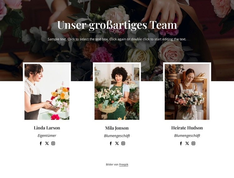 Das New Yorker Blumenteam Website-Modell