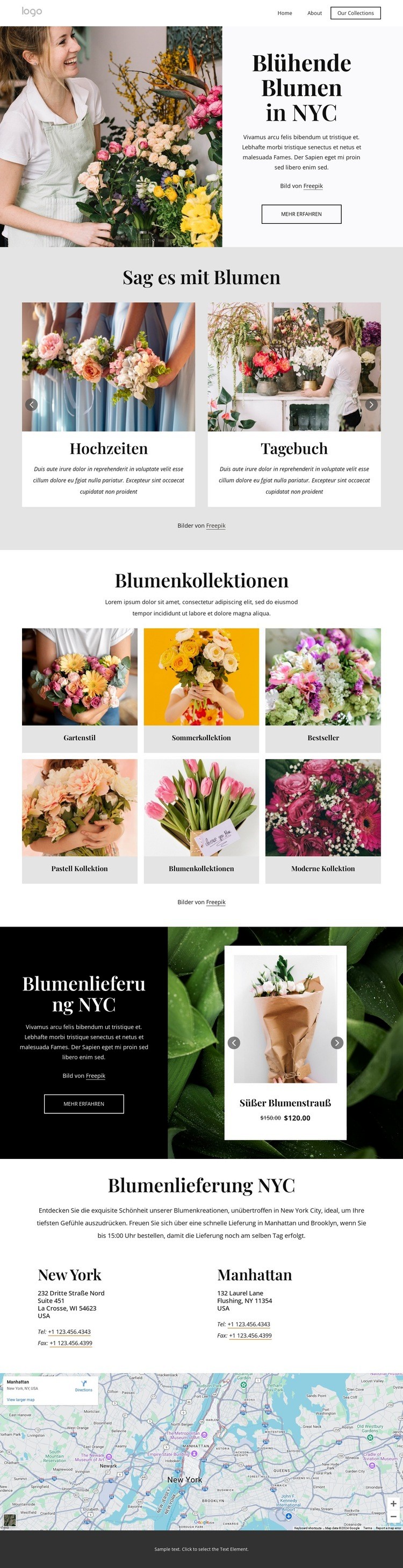 Blühen Sie Blumen in NYC Website-Modell