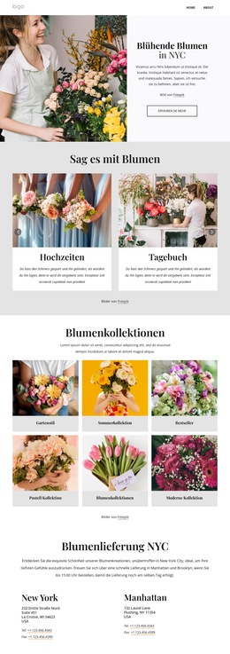 Benutzerdefinierte Schriftarten, Farben Und Grafiken Für Blühen Sie Blumen In NYC