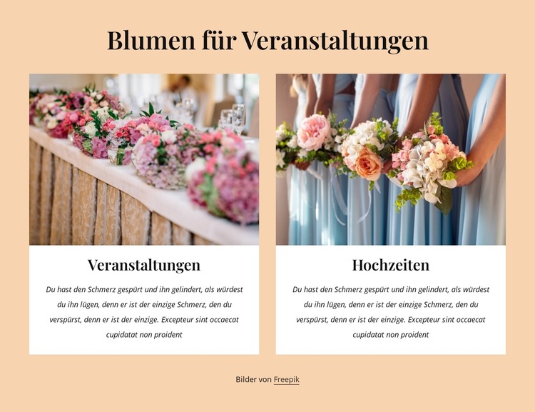 Blumenschmuck für Veranstaltungen Website-Vorlage