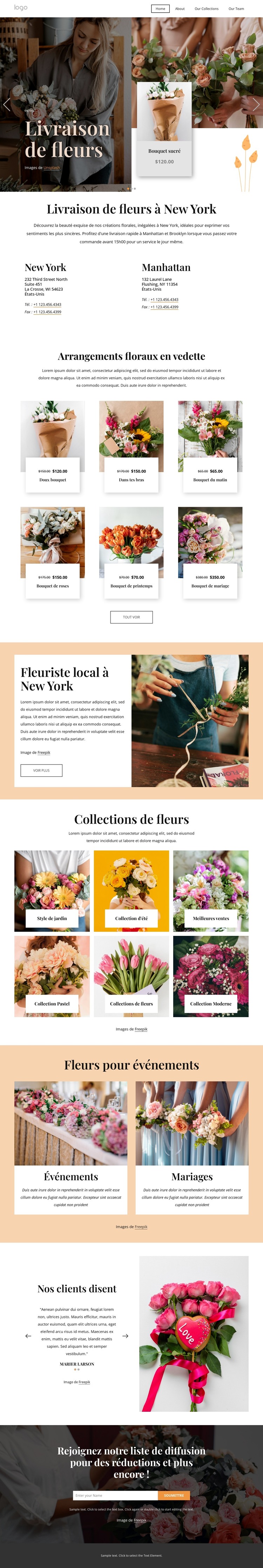 Livraison de fleurs à New York Modèle HTML