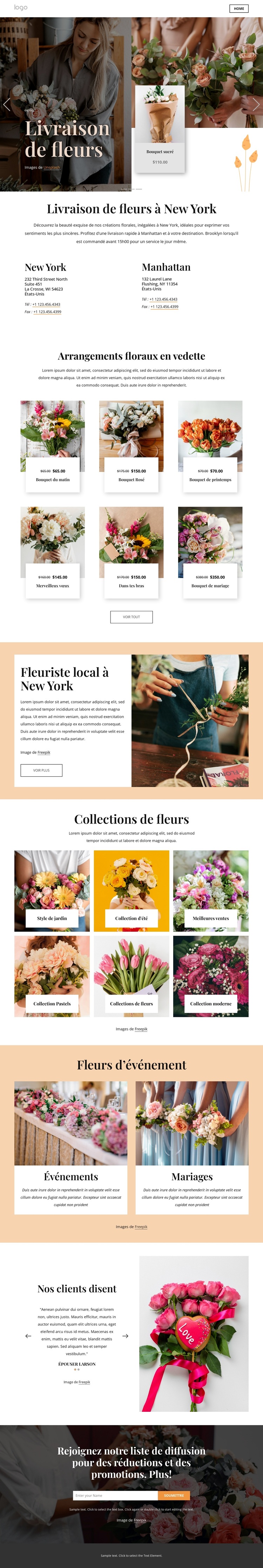 Livraison de fleurs à New York Thème WordPress