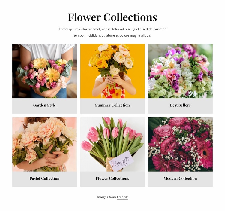 our collection of fresh flowers Html Website Builder