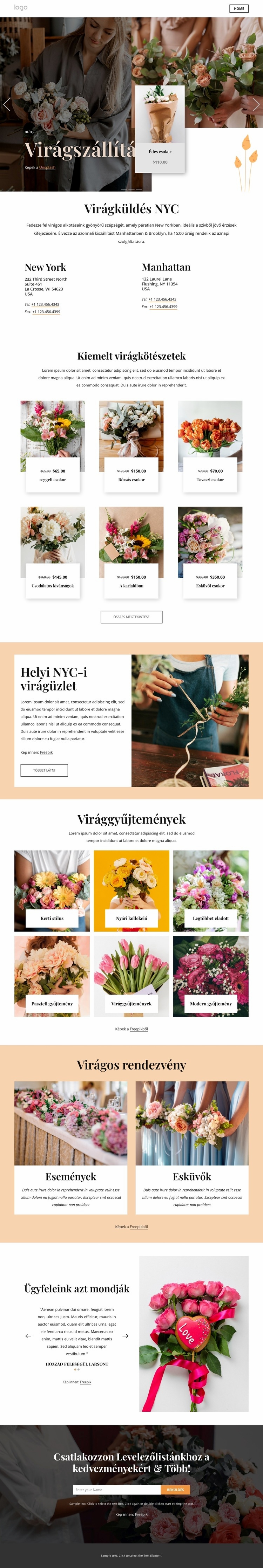 Virágküldés NYC Weboldal sablon