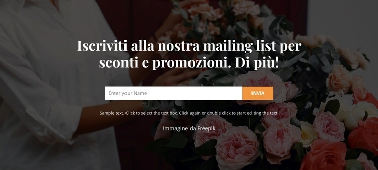 Unisciti alla nostra mailing list Mockup del sito web