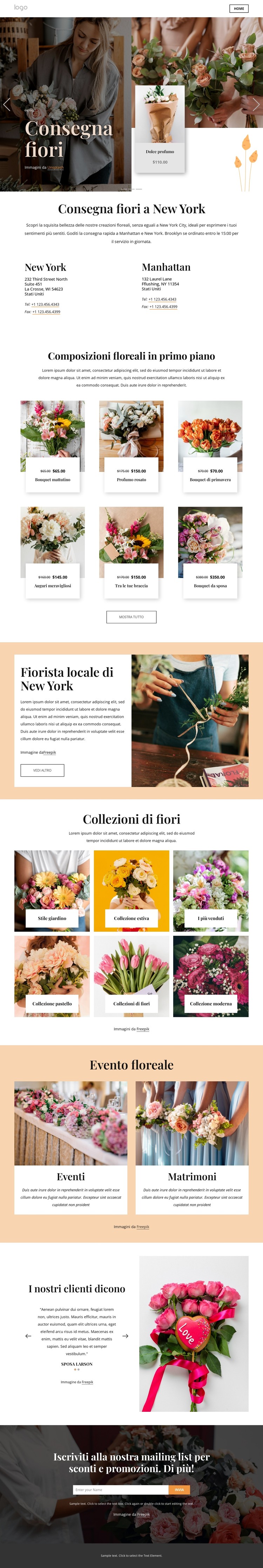 Consegna fiori a New York Modello CSS