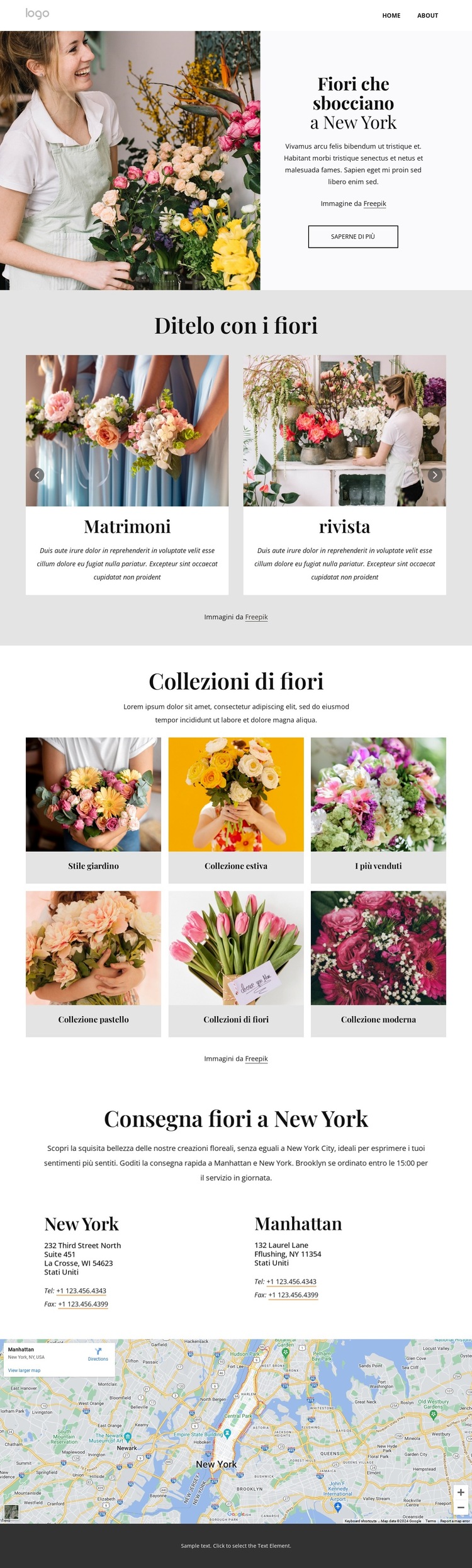 Sbocciano fiori a New York Modello di sito Web