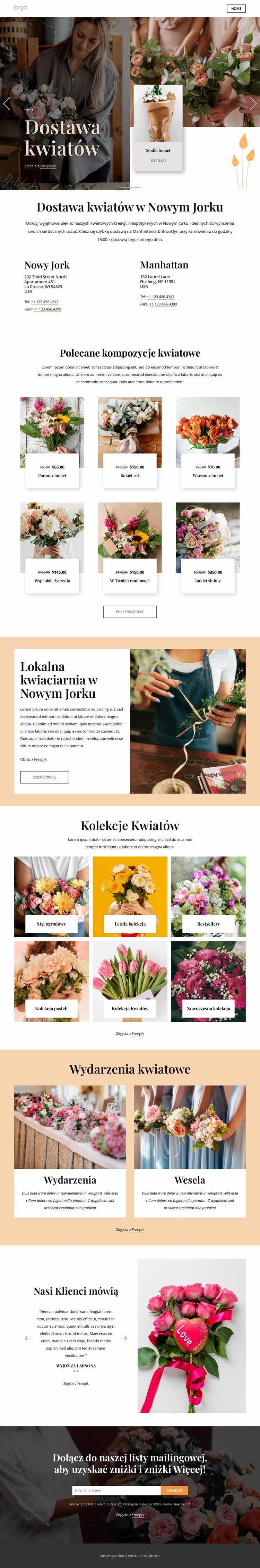 Dostawa kwiatów w Nowym Jorku Kreator witryn internetowych HTML