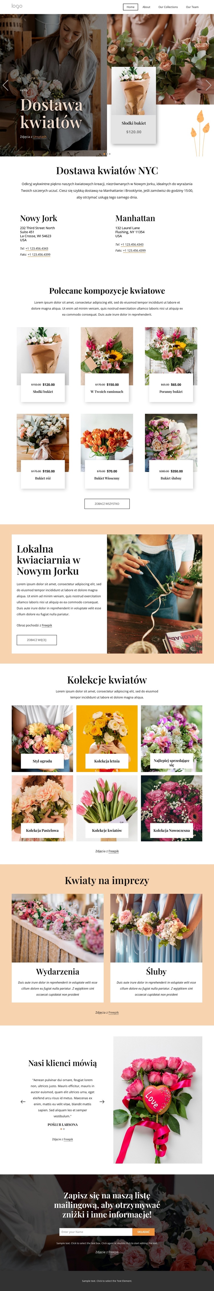 Dostawa kwiatów w Nowym Jorku Motyw WordPress