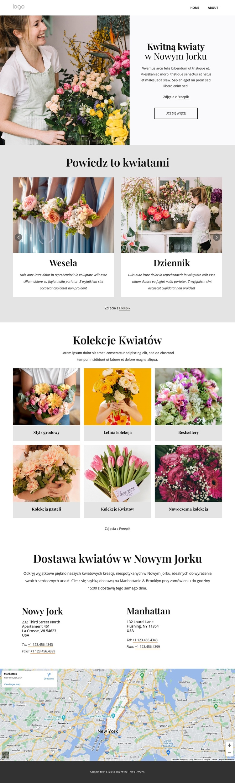 Kwitną kwiaty w Nowym Jorku Motyw WordPress