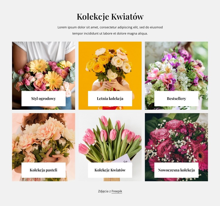 Kolekcje kwiatów Szablon witryny sieci Web