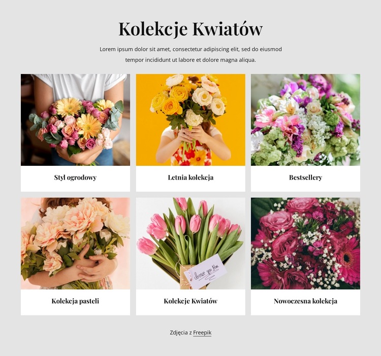 Świeże kwiaty Szablon witryny sieci Web