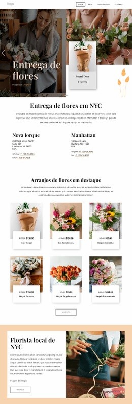 Entrega De Flores Em Nova York - Modelo De Uma Página