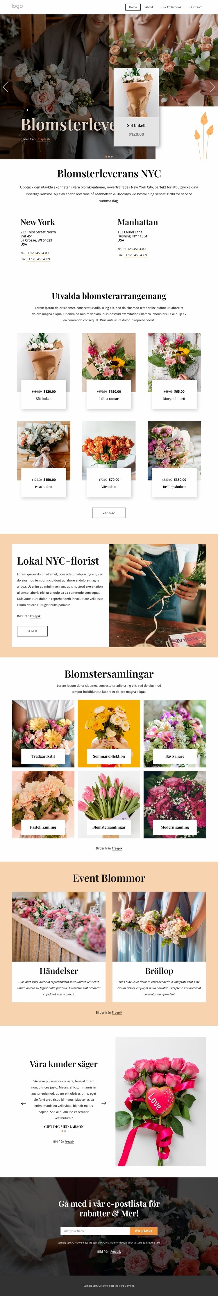 Blomsterleverans NYC HTML-mall