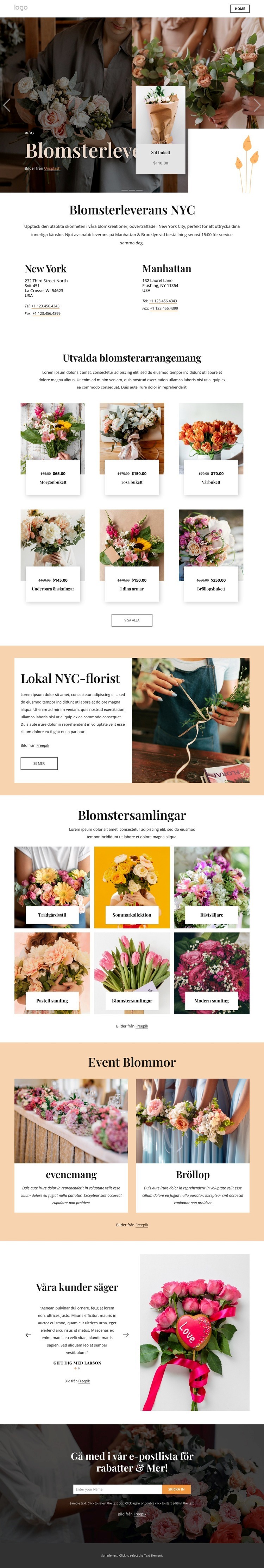 Blomsterleverans NYC Webbplats mall