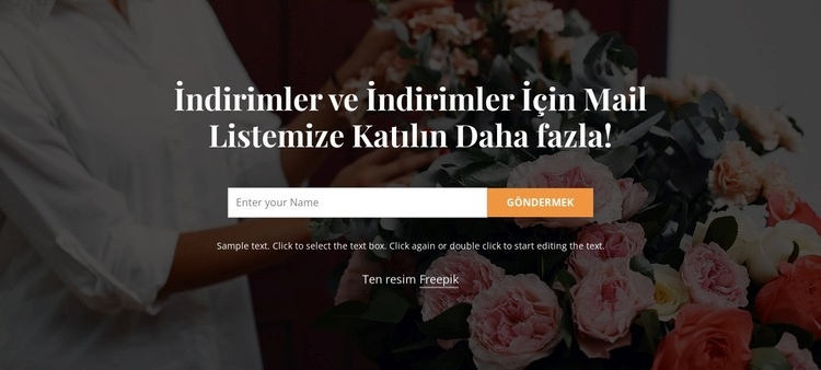 mail listemize katılın Açılış sayfası