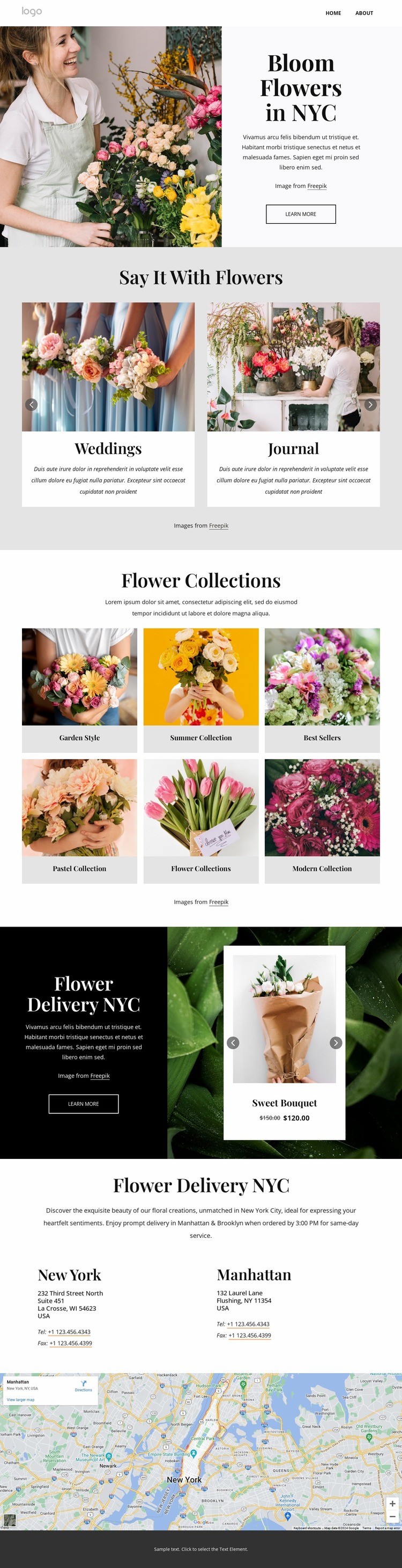 Bloom flowers in NYC Website Mockup