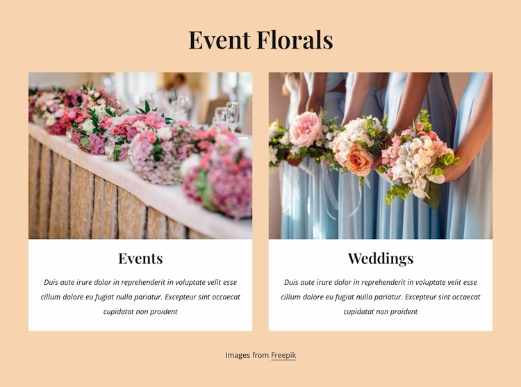 Event florals WordPress Website Builder