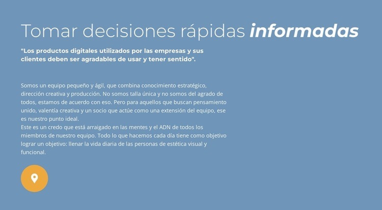 Tomar decisiones rápidas e informadas Creador de sitios web HTML