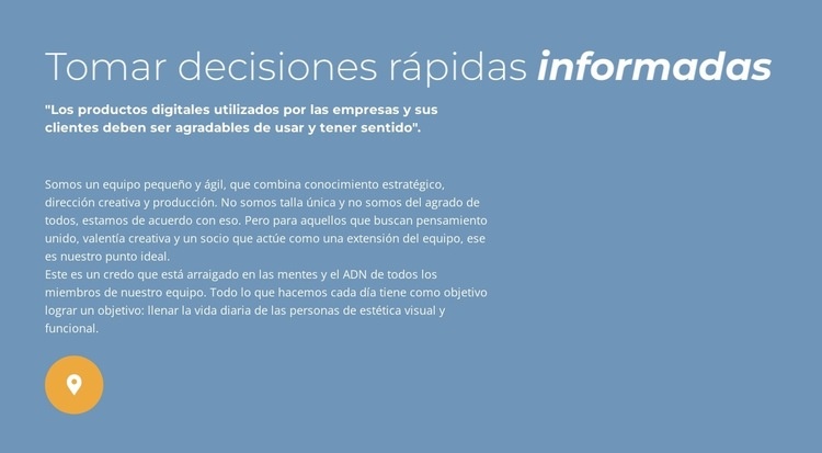 Tomar decisiones rápidas e informadas Página de destino