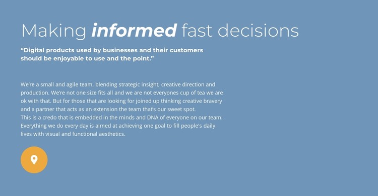 Making informed fast decision HTML Template