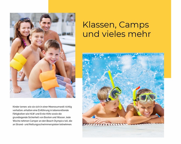 Schwimmen im Sommercamp Website design