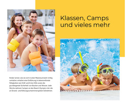 Benutzerdefinierte Schriftarten, Farben Und Grafiken Für Schwimmen Im Sommercamp