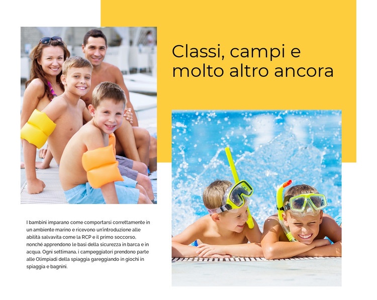 Nuoto al campo estivo Costruttore di siti web HTML