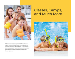 Most Creative One Page Template For Swimming At Summer Camp