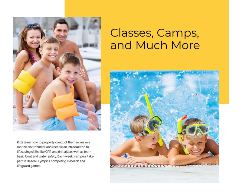 Swimming at summer camp Web Page Design