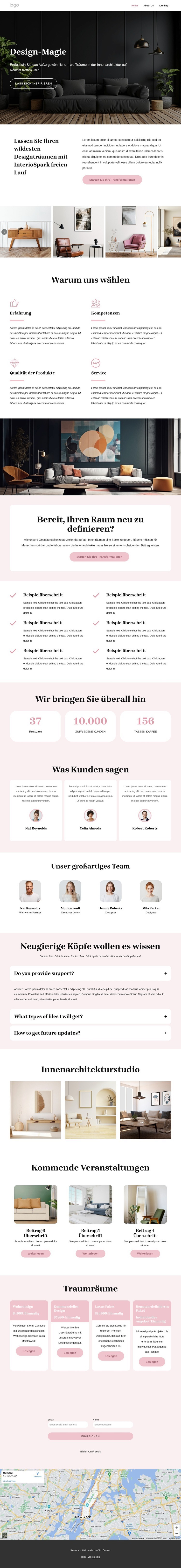 Einzigartige Innenarchitektur-Konzepte Website Builder-Vorlagen