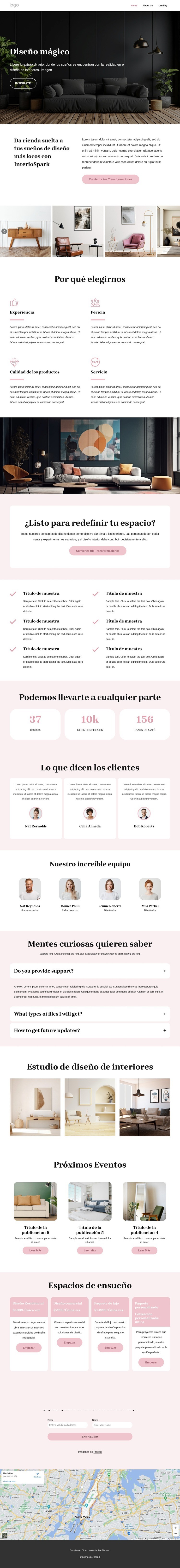 Conceptos únicos de diseño de interiores. Diseño de páginas web