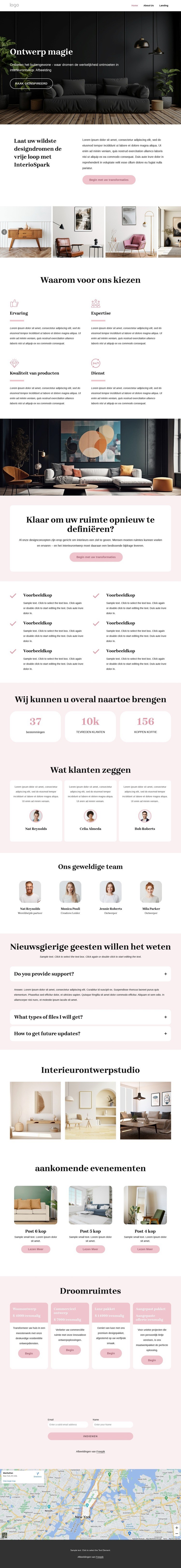 Unieke interieurconcepten Website mockup