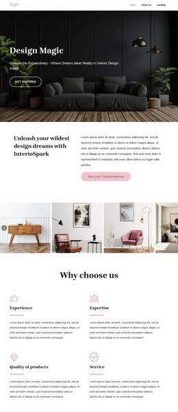 Unique Interior Design Concepts Website Mockup