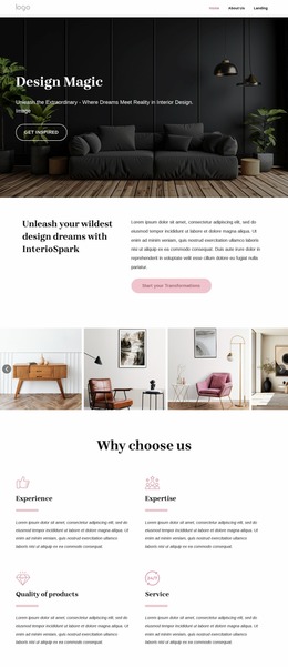 Unique Interior Design Concepts - Web Page Mockup Template