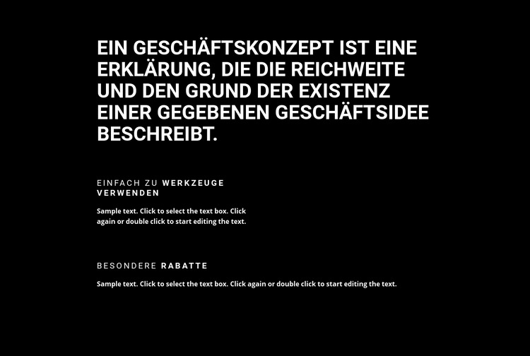 Überschrift und zwei Spalten Website design