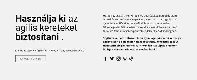 Címsor, szöveg két oszlopban WordPress Téma