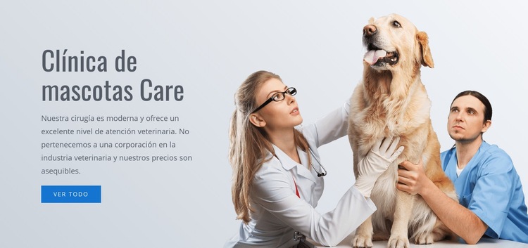 Clínica de cuidado de mascotas Maqueta de sitio web