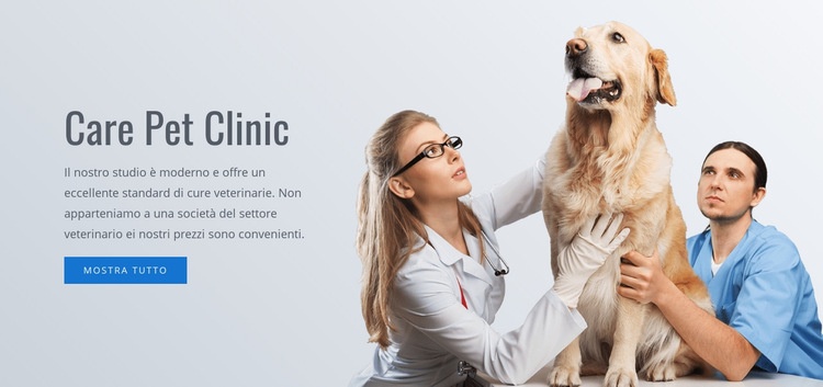 Clinica per la cura degli animali domestici Mockup del sito web