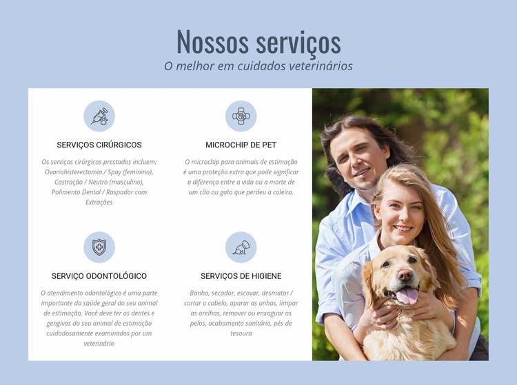 Aconselhamento veterinário 24 horas Design do site